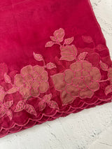 Soft organza saree with applique work - MCW543 Dark Pink