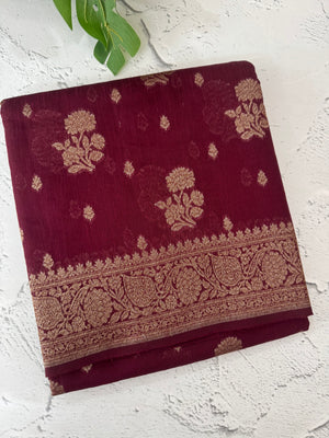 Semi banarasi saree with zari buttas - MBS6754