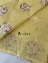 Kota checks saree with embroidery MS7645 Yellow