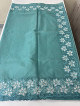 Soft organza saree with sequins cutwork borders- MCW541 - Blue