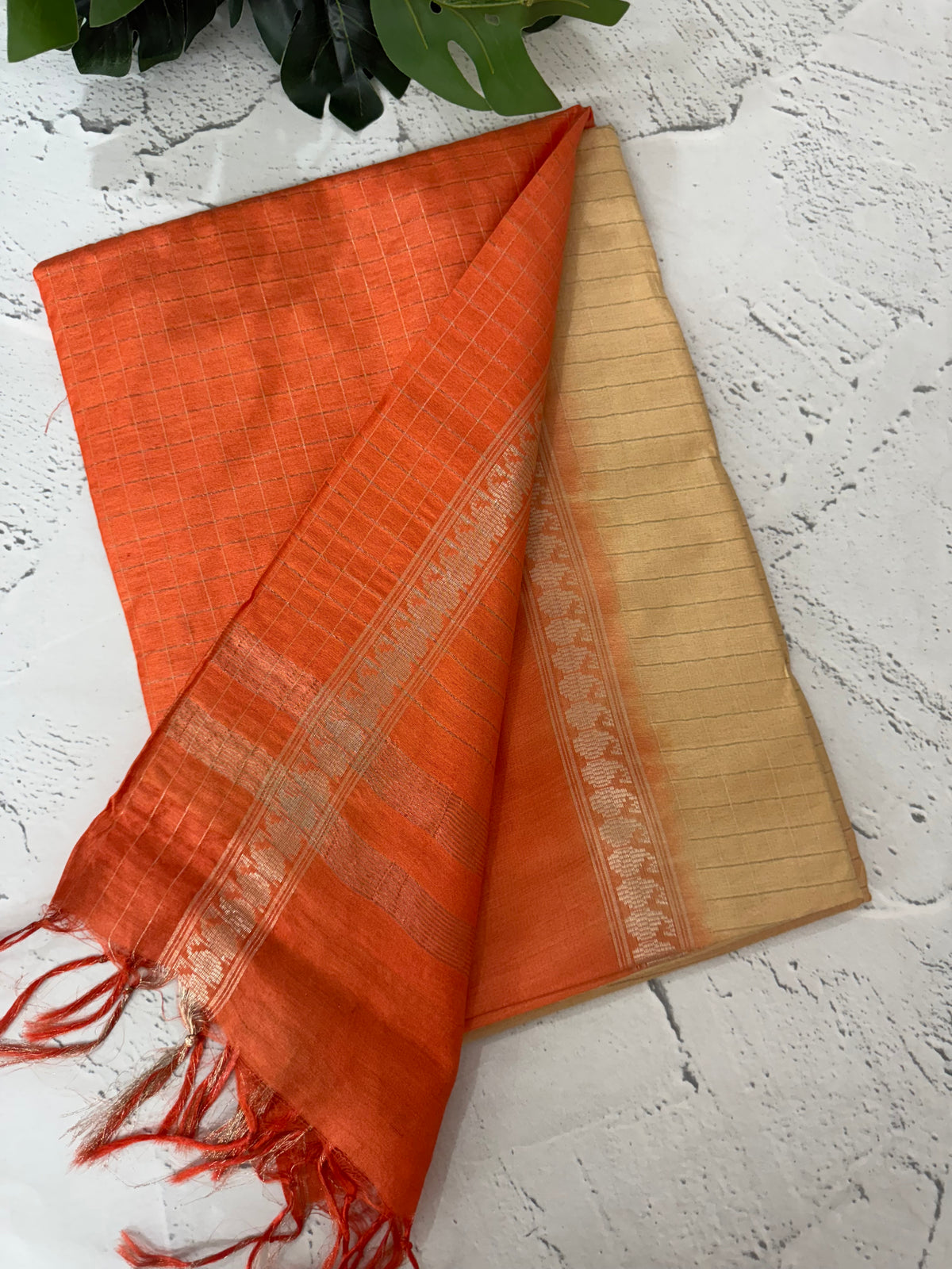 Bhagalpuri Semi tussar saree with contrast retta pattu borders and blouse -MS895(5)