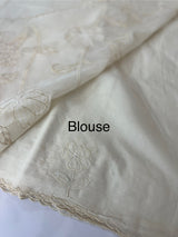 Mul chanderi applique work saree  MSH931 - Offwhite to Paleyellow