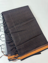 Mangalagiri Silk Cotton Saree with zari checks MS90321 Blue mix Black
