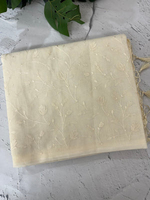 Netkota embriodery saree MSH263 Ivory