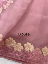 Soft organza saree with turkish applique borders- MCW735