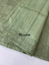 Blended tussar silk saree with embroidery- MSB8543- DuskyGreen