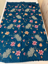 Blended tussar saree with applique work and embroidery MTSS451 DarkTeal