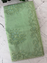 Moonga checks saree with Net Applique borders  MSH157 PistaGreen