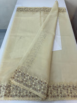 Organza saree with embroidery borders - MSH907 Ivory