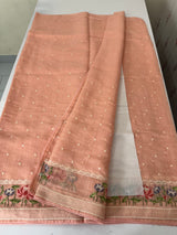 Semi linen saree with embroidery- MS15167