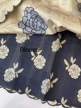 Semi tussar appliqué work saree MTS6589