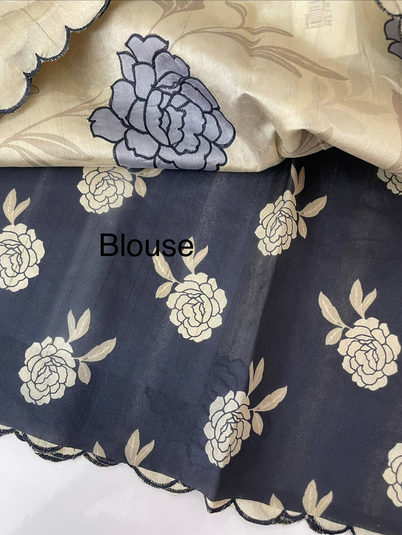 Semi tussar appliqué work saree MTS6589