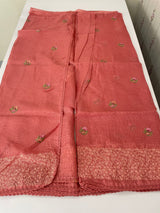 Kota checks embriodery saree MS7689 Peach
