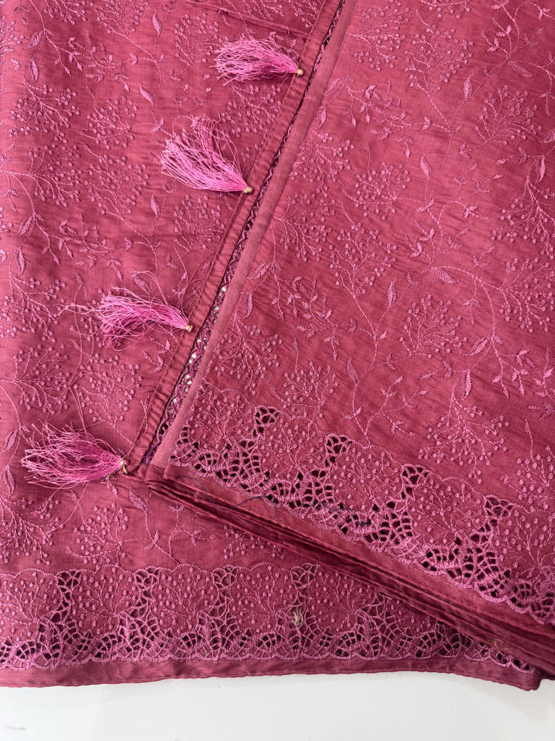 Cutwork Blended tussar saree with thread work MTS9078