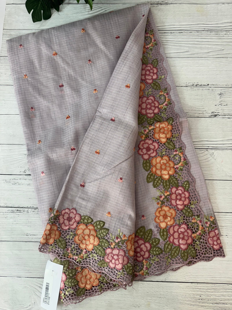 Embriodery Kota Silk Cutwork saree SBLCYTM- PastelLavender