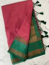 Semi Jute silk sarees with contrast pallu & blouse MJL392