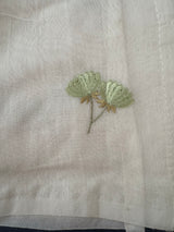 Mul chanderi saree with embriodery MSH114- Green flowers