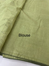 Soft mul chanderi saree with applique work- MSH200 Dusky Green