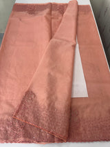 Semi Organza saree with applique and sequence borders - MCW699 Peach