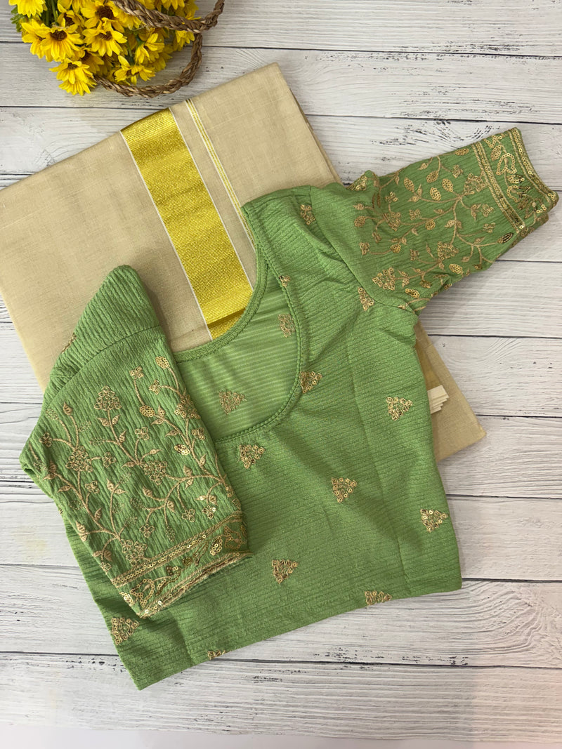 Stretchable Readymade blouse with sequence work- MSBL