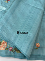 Art tussar saree with embroidery MST677 LightBlue