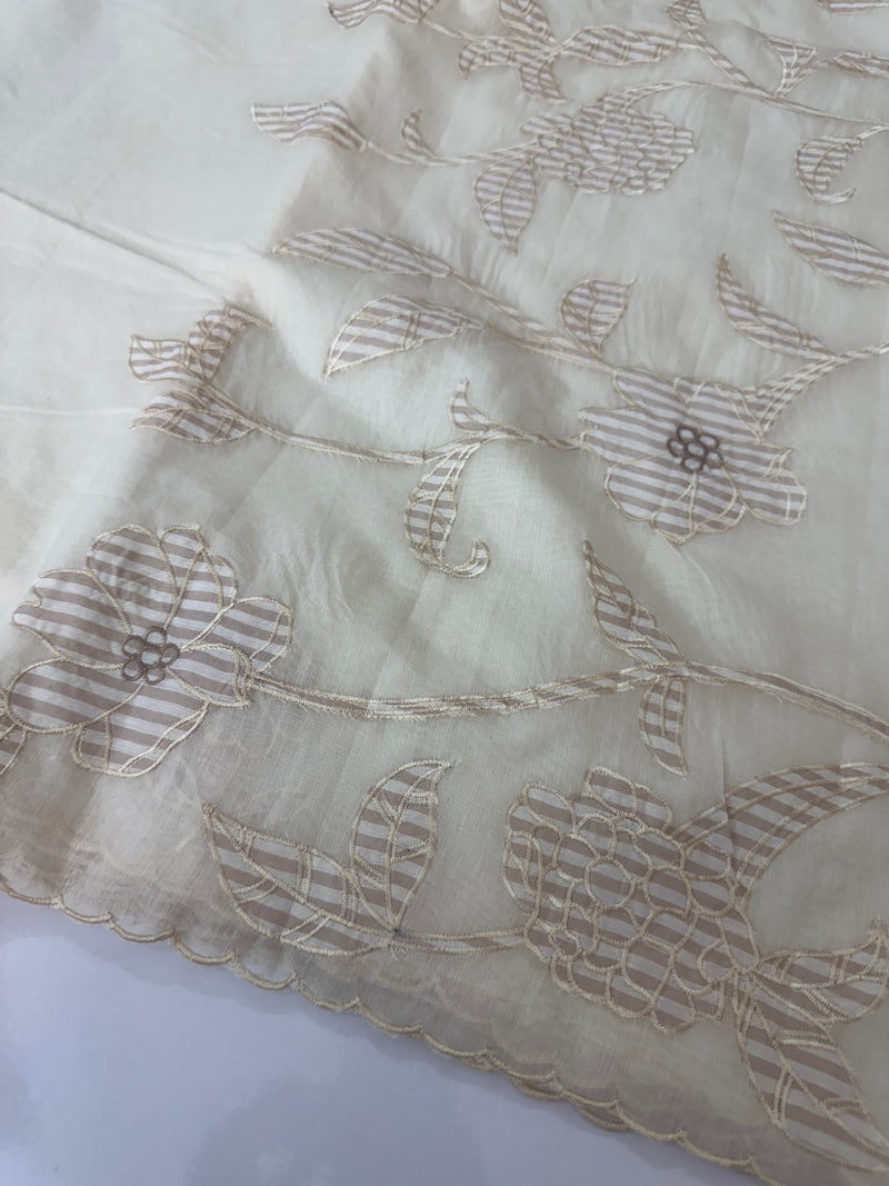 Mul chanderi applique work saree  MSH931 - Offwhite to Palemauve