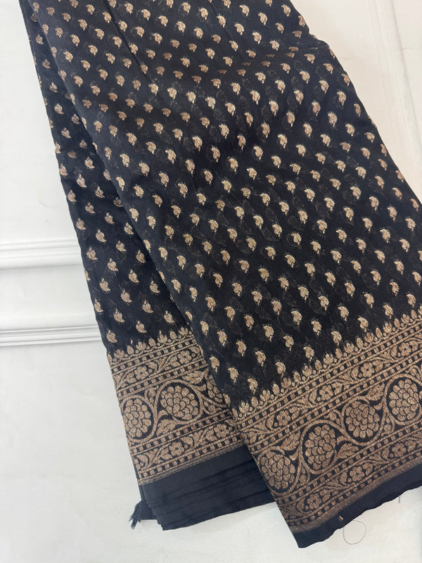 Banarasi viscose Georgette saree MKGS612- Black