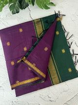 Maheshwari silk cotton saree with zari weaving MMJ764 - Purple to Green (6)