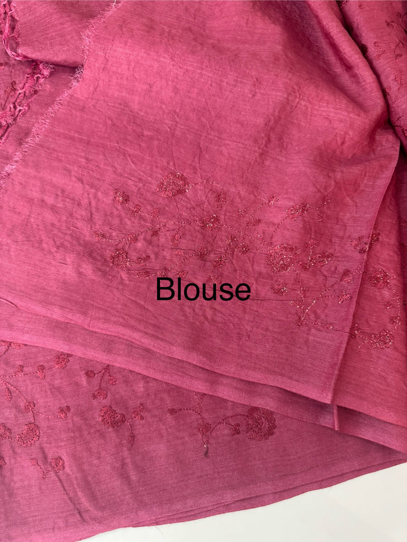 Pure bamboo tussar silk saree with embriodery - MTSS669