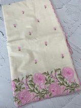 Mul chanderi embriodery saree with scalloped borders MSH176