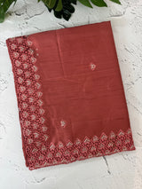 Blended tussar saree with cutwork - MSHK679 ReddishPeach