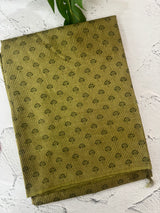Bhagalpuri pure printed tussar silk saree with block printed pallu & blouse MTSS1407 OliveGreen