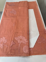 Pure Organza Applique work saree MS16391 - Peach