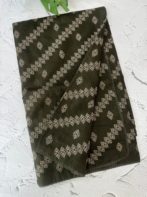 Silky kota saree with embriodery MS14808 - MossGreen