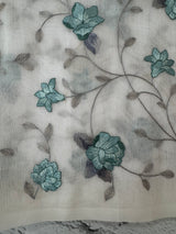 White Supernet saree with embroidery MSH153