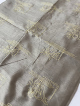 Tussar finish soft silk saree with thread embroidery MTS568 Taupe