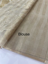 Tissue Silk applique work saree MSH133 Design 1- CloudGrey