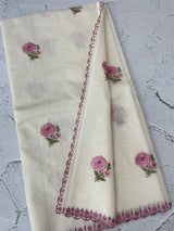 Mul chanderi embriodery saree with scalloped borders MSH290