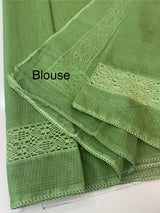Kota saree with crochet work and lace border MCJ879 LightGreen