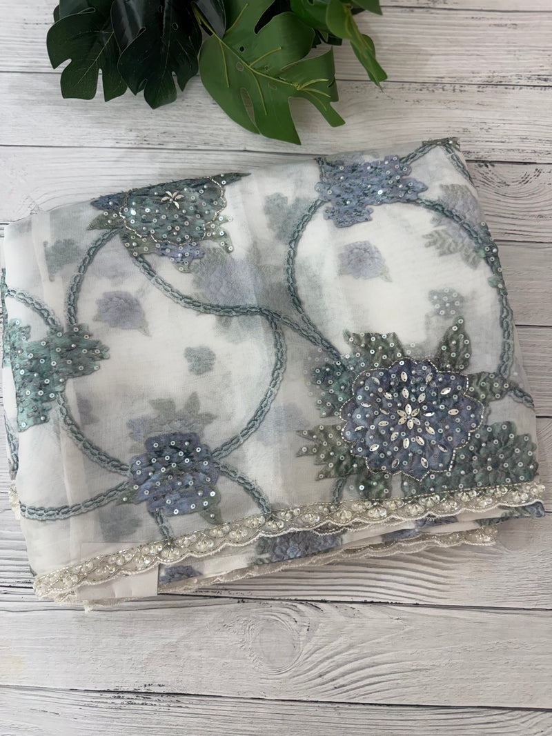 Handworked chiffon Organza saree MCS4534