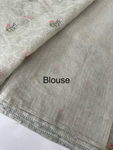 Semi linen saree with embroidery- MS15167