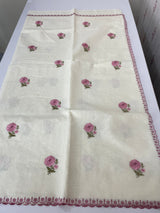 Mul chanderi embriodery saree with scalloped borders MSH290