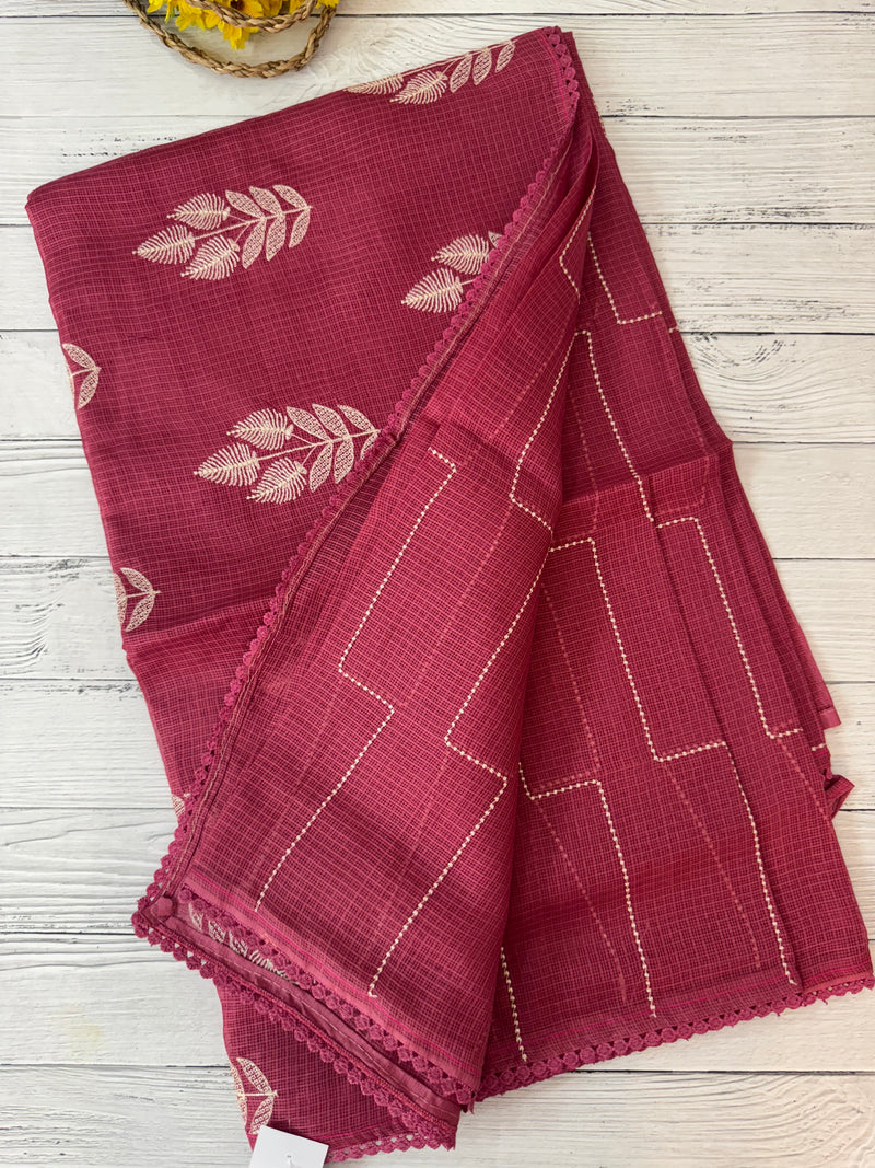 Soft kota silk saree with embriodery MS14809- Pink