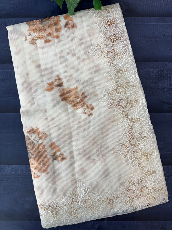 Cutwork Soft kota silk saree with digital prints MSH121