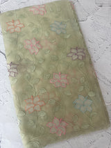 Soft crushed Chiffon saree with Applique work MSC477 Pastel DustyGreen