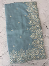 Soft Chanderi saree with embroidery borders- MCK77 LightBlue