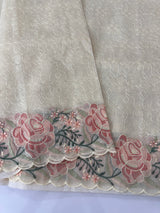 Phulkari NetKota embroidery saree - MSH107 Offwhite to Peach