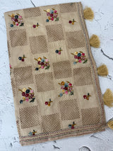 Blended tussar saree with kanta embroidery and cutwork pallu  - Beige MS5223 (1)