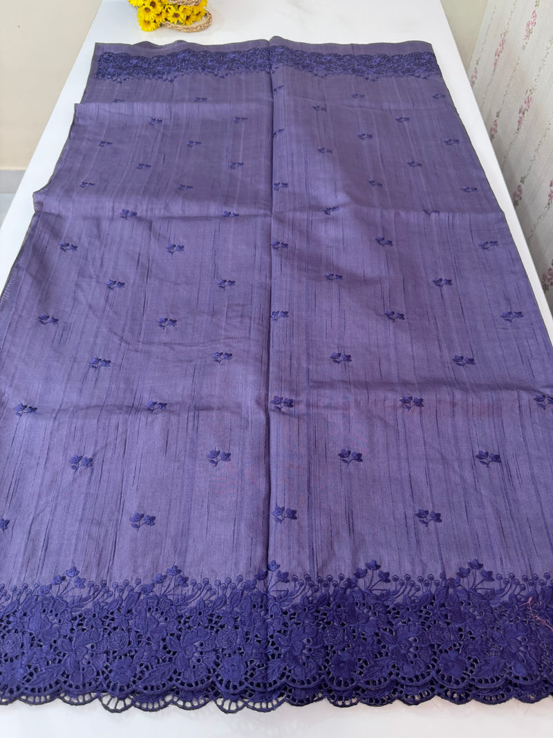 Blended tussar saree with cutwork - MSHK130