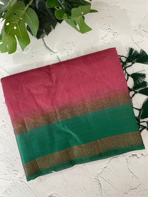 Semi Jute silk sarees with contrast pallu & blouse MJL392